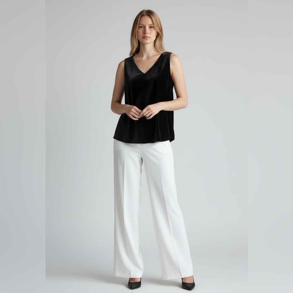 2/$30 LOFT Black Soft Velvet V-Neck Sleeveless Blouse Top